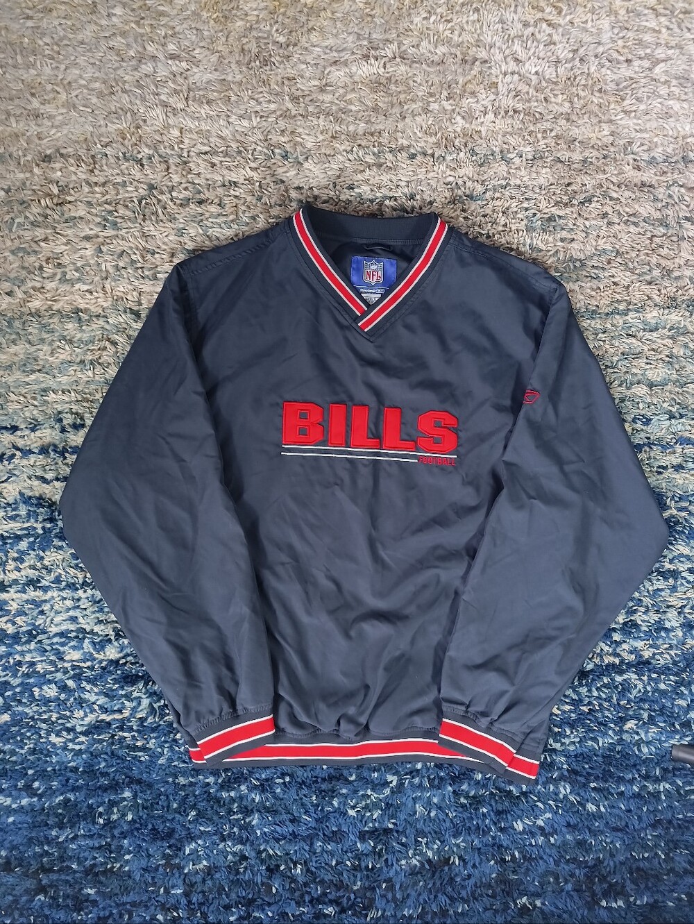 Vintage Reebok Buffalo Bills NFL Pullover Windbreaker Jacket Mens